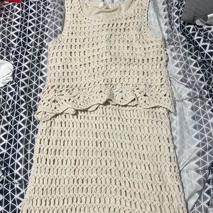 Charming Cream Crochet Two Piece